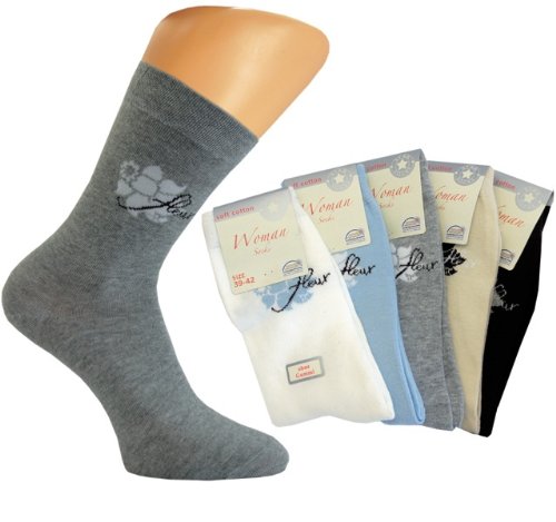 10 Paar Damen Socken ohne Gummi (4503), Groesse: 35-38
