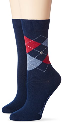 Burlington Damen Strick Socken Everyday Argyle - Uni Mix 2er Pack, Gr. 36/41, Blau (marine 6120)
