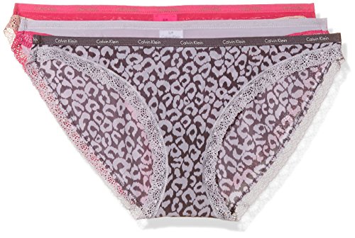 Calvin Klein underwear Damen Panties BOTTOMS UP BIKINI, 3er Pack, Geblümt, Gr. 36 (Herstellergröße: S), Rosa (VINTAGE SKIN PUMICE/PUMICE/SPLENDOR PINK VAS)