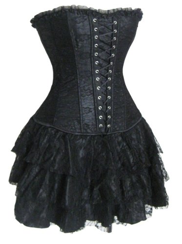 SZIVYSHI Corsage Kleid Mini Rock Petticoat (2XL, Schwarz)