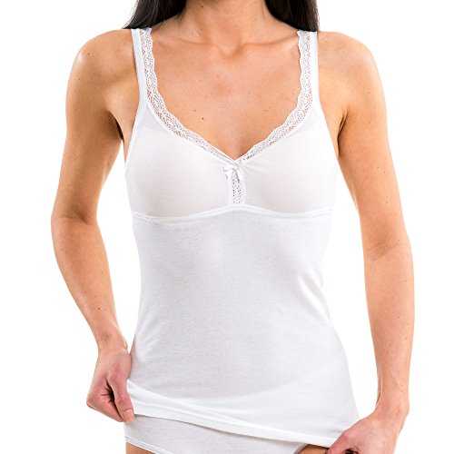 Damen BH-Hemd mit Spitze - Unterhemd mit integriertem Bustier HERMKO 175803850, Farbe:weiß, Größe:36/38 (S)