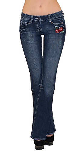 by-tex Damen Jeans Hose Bootcut Damen Jeanshose Boot-Cut Damen Hüftjeans in 10 Designs CC