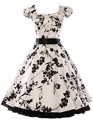 Damen 1950s Vintage Retro Kleid Rockabilly Kleid Sommerkleid Cocktailkleid Größe M CL4598-1