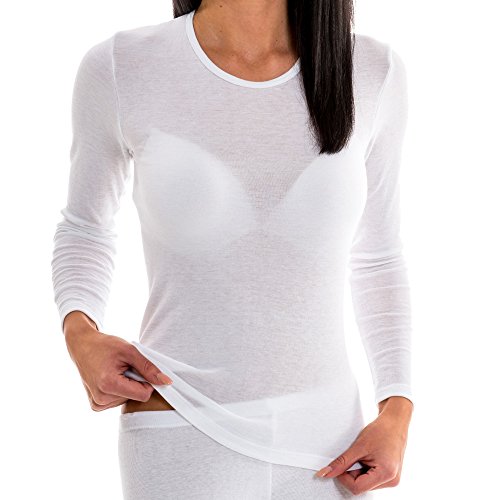 Damen langarm Funktionsshirt 61830 exclusive by HERMKO schnelltrocknend und atmungsaktiv für Running und Walking, Farbe:weiß, Größe:36/38 (S)