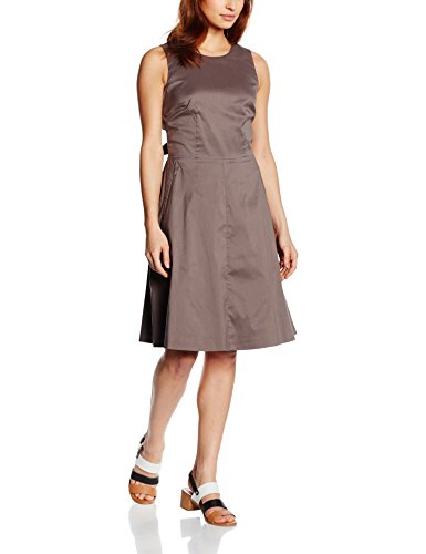 ESPRIT Collection Damen A-Linie Kleid mit seidigem Glanz, Knielang, Gr. 40, Braun (DARK BROWN 200)