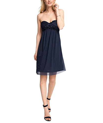 ESPRIT Collection Damen Bustier Kleid mit Stretch, Knielang, Gr. 38 (Herstellergröße: M), Blau (NAVY 400)