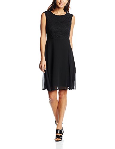 ESPRIT Collection Damen Kleid fließende Chiffon Qualität, Knielang, Gr. 36, Schwarz (BLACK 001)