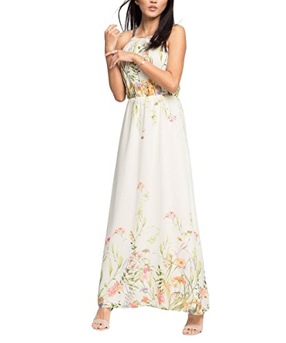 ESPRIT Collection Damen Kleid mit Flowerprint, Maxi, Gr. 38, Mehrfarbig (OFF WHITE 2 111)