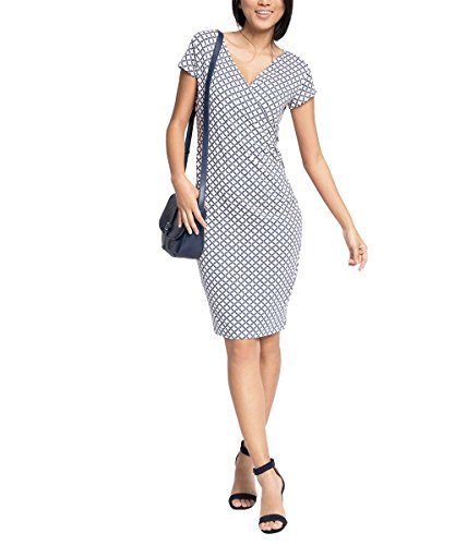 ESPRIT Collection Damen Kleid mit Stretch, Knielang, Gr. 44 (Herstellergröße: XXL), Mehrfarbig (OFF WHITE 110)