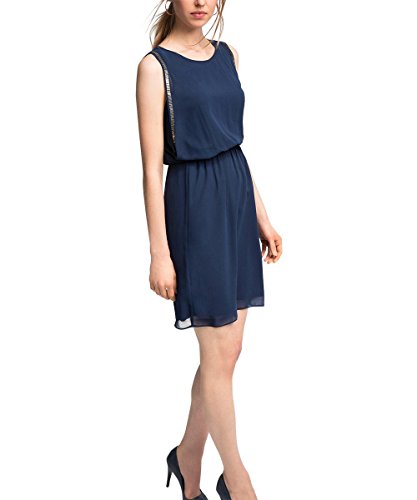 ESPRIT Collection Damen Kleid zarte Chiffon Qualität, Knielang, Gr. 36, Blau (NAVY 400)