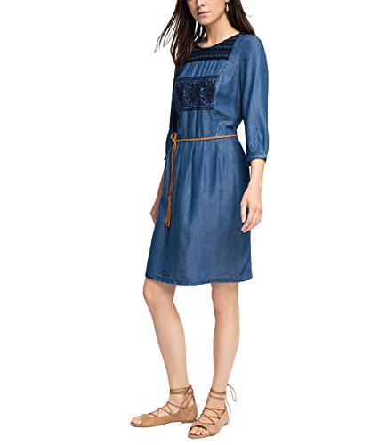 ESPRIT Damen Kleid in Jeans - Optik, Knielang, Gr. 38 (Herstellergröße: M), Blau (BLUE MEDIUM WASH 902)