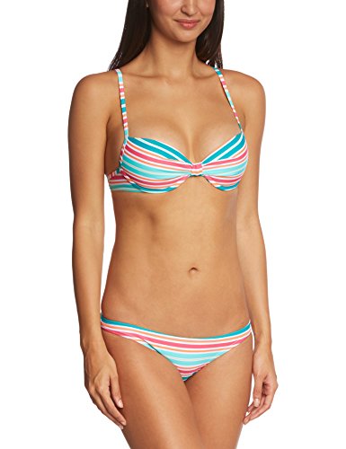 ESPRIT Damen Push-Up Bikini-Set COCONUT BEACH, Gestreift, Gr. 34B, Grün (AQUA 367)
