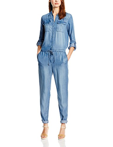 ESPRIT Damen Relaxed Jumpsuits in Jeans - Optik, 38/L30 (Herstellergröße: M), Blau (BLUE MEDIUM WASH 902)