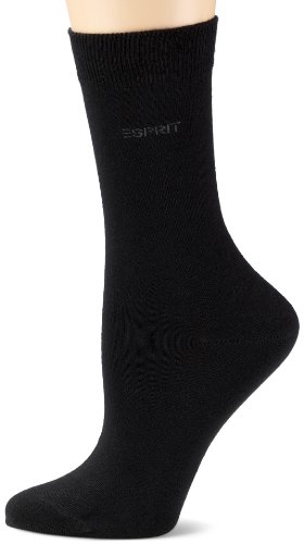 ESPRIT Damen Socken Doppelpack uni, Gr. 39/42, Schwarz (black 3000)