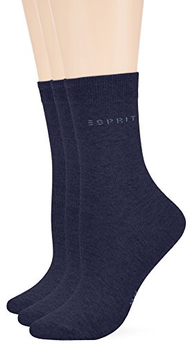 ESPRIT Damen Socken Uni 3er Pack, Gr. 36/41, Blau (marine 6120)