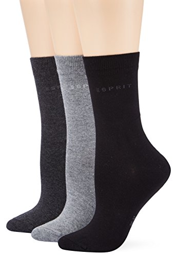 ESPRIT Damen Socken Uni-Mix, 3er Pack, Gr. 36/41, Mehrfarbig (sortiment 0030)