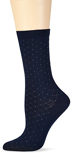 ESPRIT Damen Strick Socken Filet Rhomb, Gr. 35/38, Blau (marine 6120)