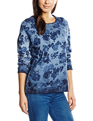 ESPRIT Damen Sweatshirt mit Blumenmuster, Gr. 38 (Herstellergröße: M), Blau (NAVY 400)
