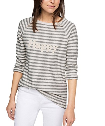ESPRIT Damen Sweatshirt mit aufgenähtem Schriftzug, Gr. 38 (Herstellergröße: M), Mehrfarbig (MEDIUM GREY 035)