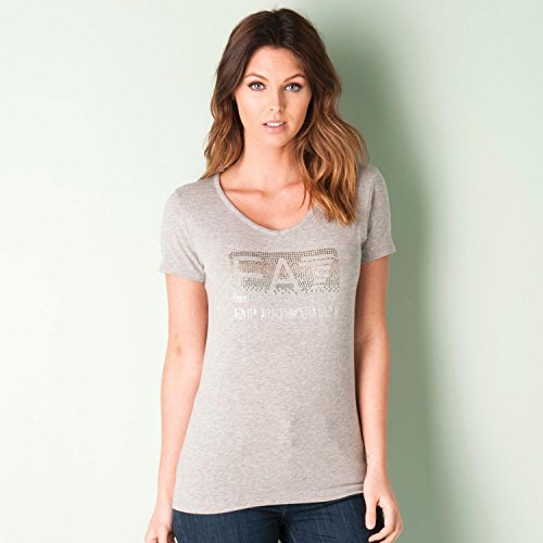 Emporio Armani Damen-T-Shirt EA7, Stretch-Baumwolljersey, grau meliert