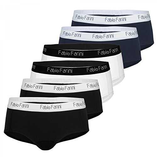 Fabio Farini 6er-Set Damen-Panties mit pfiffigem Designer-Bündchen, Größe:M;Farbe:Multifarb Set