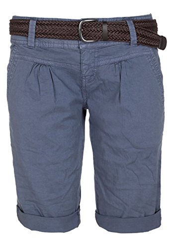 Fresh Made Sommer-Hose Bermuda-Shorts für Frauen | kurze Chino-Hose mit Flecht-Gürtel | Basic Shorts aus Baum-Wolle middle-blue XS