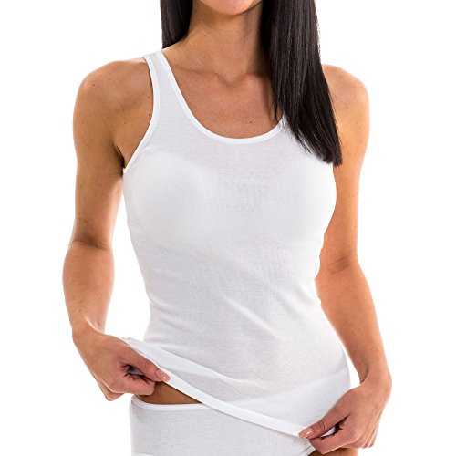 HERMKO 1310 Damen Unterhemd aus reiner Baumwolle in verschiedenen Farben, Farbe:weiß, Größe:40/42 (M)