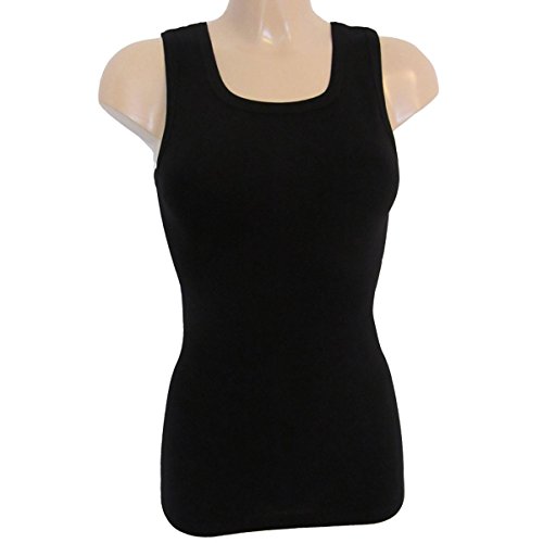 HERMKO 1325 Damen Longshirt in Trend-Farben aus 100% Baumwolle, Tank Top auch in Übergrößen, längeres Shirt für drüber und drunter, Farbe:schwarz, Größe:40/42 (M)