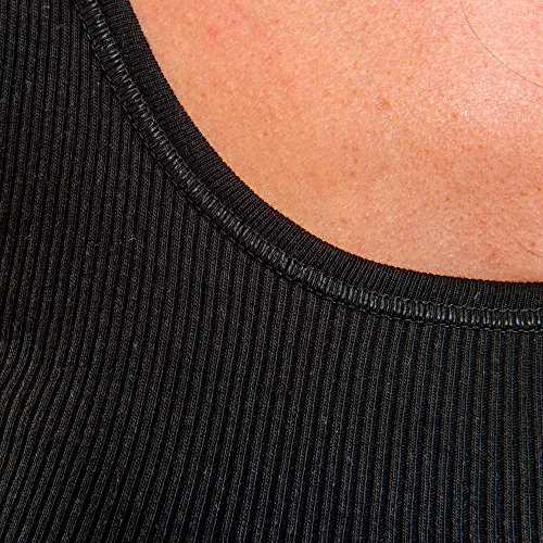 HERMKO 17338 Damen Longshirt Doppelripp Baumwolle / Modal, Farbe:schwarz, Größe:44/46 (L)
