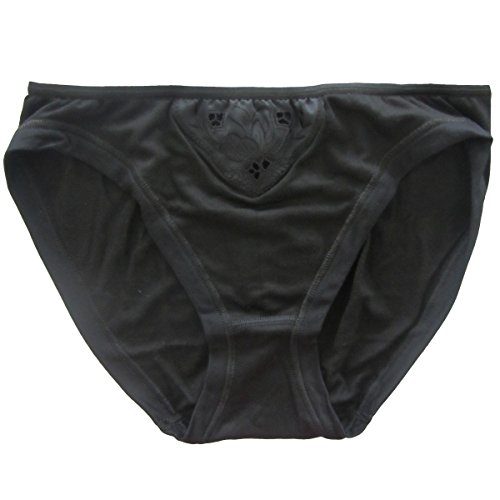 HERMKO 730250 Damen Mini-Slip mit Spitze aus weichem Modal, Bikini-Form + Beinbörtchen, Farbe:schwarz;Größe:D 44/46 = EU L