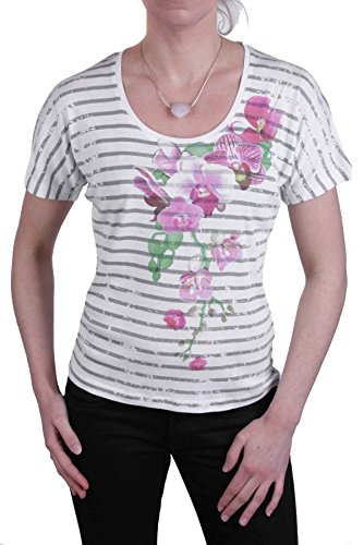 Jette Joop Damen Shirt T-Shirt Kurzarm Orchideen Weiß Gr. 38 #24(38)