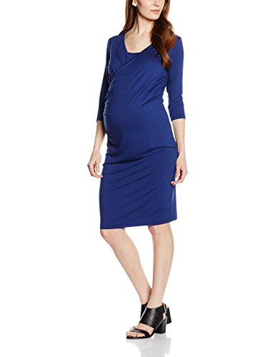 MAMALICIOUS Damen Umstandskleid Jersey mit Stillfunktion, Knielang, Einfarbig, Gr. 38 (Herstellergröße: M), Blau (Twilight Blue)