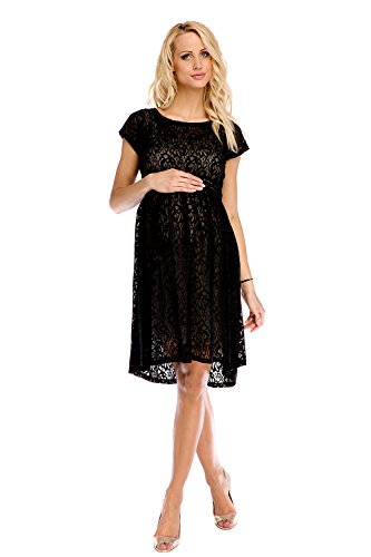 Mutterschafts Kleid Umstands Kleid Scarlett Spitze schwarz-beige L (large) Umstandsmode von MY TUMMY ®©™