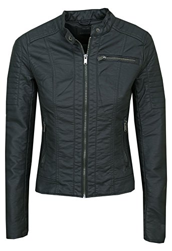 ONLY Damen Jacke Onlnew Start Faux Leather Jacket CC Otw, Grau (Pirate Black), 36