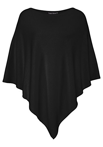 Poncho für Damen von Zwillingsherz / Modischer All-Rounder für Frauen als Alternative zu einem Strickwaren / Pulli / Strick-Pullover / Cap oder Strick-Jacke - Basic (schwarz)