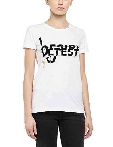 Replay Damen T-Shirt W3672F.000.20994, Gr. 36 (Herstellergröße: S), Weiß (OPTICAL WHITE 1)
