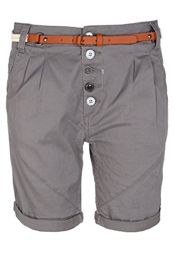 SUBLEVEL Damen Chino-Shorts mit Gürtel | Bermuda Hose kurz | Kurze Hose für Frauen in angesagten Farben dark-grey XS