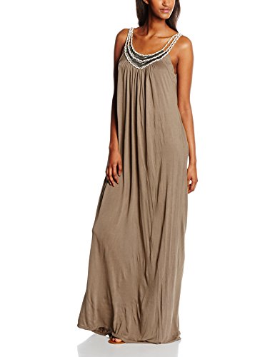 VERO MODA Damen Kleid Vmjannet Singlet Maxi Dress, Braun (Falcon Detail:Snow White Straps), 40 (Herstellergröße: L)