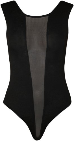 WearAll - Damen schwarze Mesh-Stretch-Trikot ärmellos top Body - schwarzen Design - Schwarz - 36-38