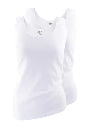 Yenita® 2 Stück Damen Unterhemden-Tank Top mit dezent glänzender Satinband-Einfassung,