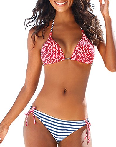 s.Oliver Damen Bikini Neckholder Triangel-Bikini Haley navy-red, Größe:38 A/B