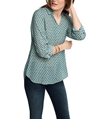 ESPRIT Damen Regular Fit Bluse mit Print, Gr. 40, Mehrfarbig (OFF WHITE 110)