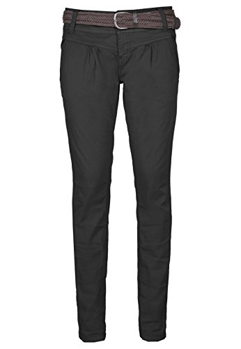 Urban Surface Damen Chino-Hose | Elegante Stoffhose mit Flecht-Gürtel aus bequemer Baumwolle black S