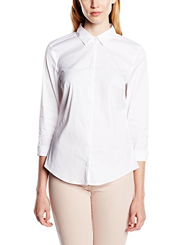 ESPRIT Collection Damen Regular Fit Bluse mit Stretch, Gr. 42, Weiß (WHITE 100)