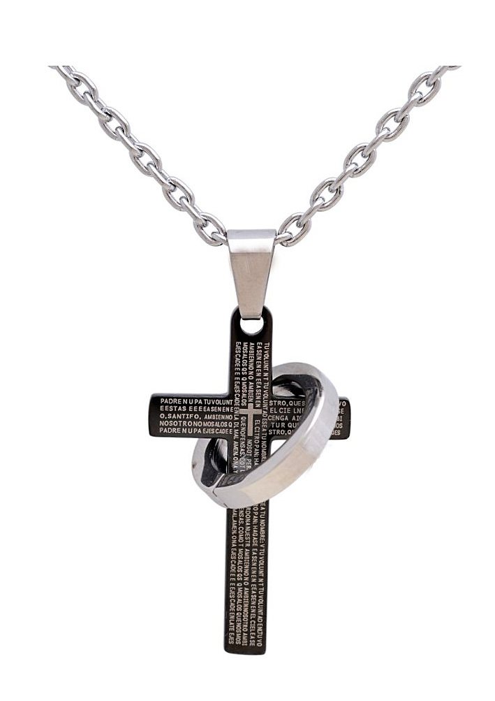 firetti Halsschmuck: Halskette »Kreuz & Ring« in Ankerkettengliederung