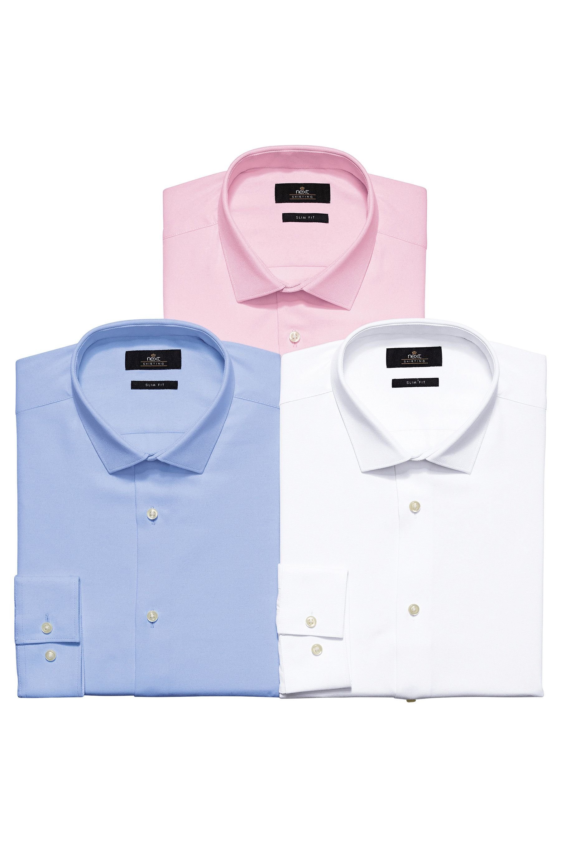 Next Strukturiertes Hemd in Weiß, Blau und Pink, 3er-Pack 3 teilig