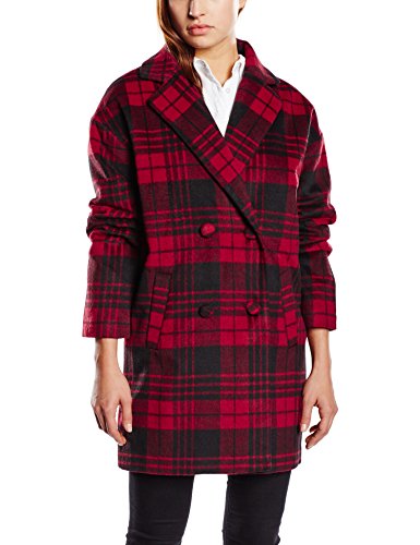 Blend Damen Mantel Check coat, Gr. 38 (Herstellergröße: M), Rot (20185 Rio Red)