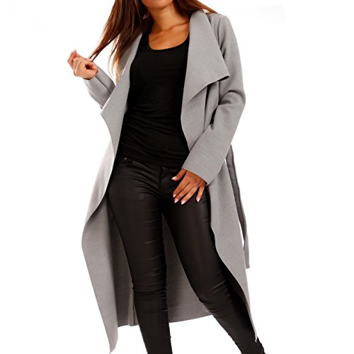Damen Mantel mit Bindegürtel Business-Stil , Farbe:Grau;Größe:One Size