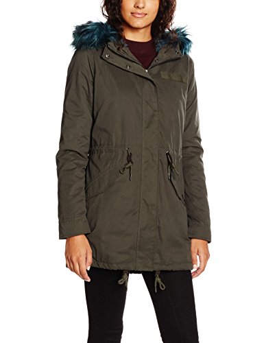 ONLY Damen Jacke Onlblog Contrast Fur Parka Otw, Grau (Peat Detail:Ponderose Pine Fur), 34 (Herstellergröße: XS)