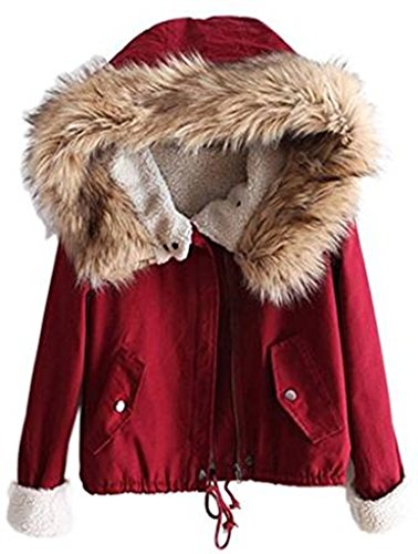 Sevenelks Damen Mädchen Winterjacke Jacke Mantel mit Kapuze Rot